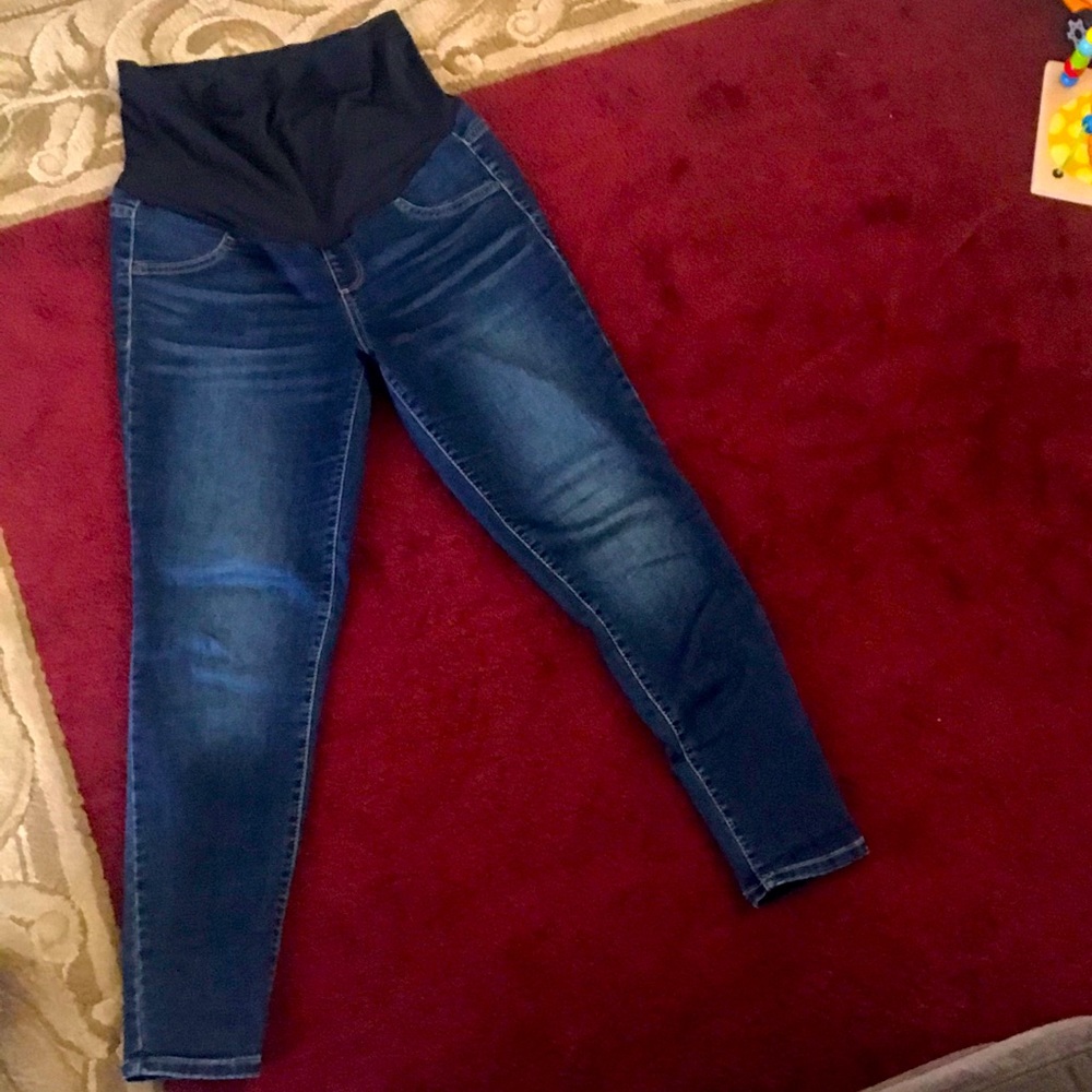 a:glow blue maternity jeans
